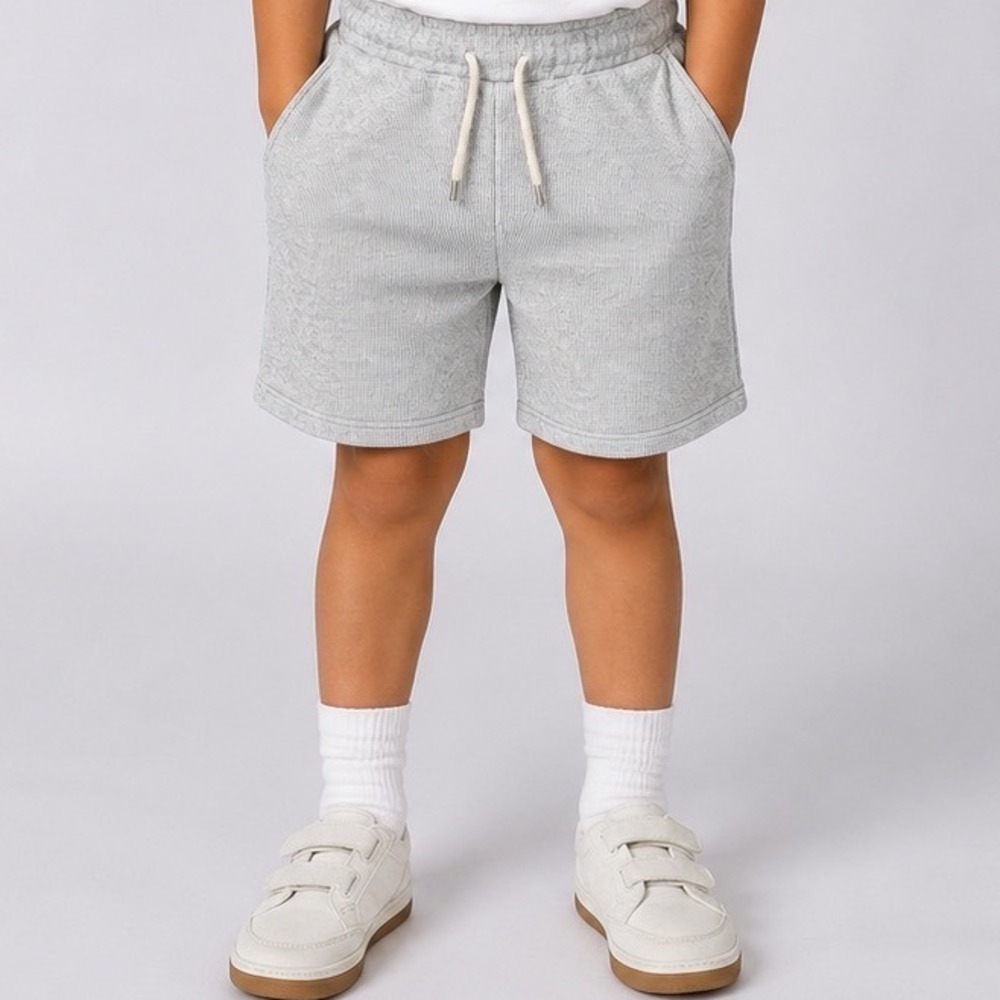 Appaman Boys Grey Ribbed Knit Drawstring Lounge Shorts Size 14 Heathered Grey 2